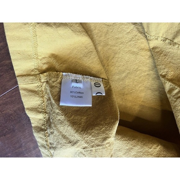 Boho Casual Yellow Button Front Cotton Linen Blend Blazer Jacket Womens Large - Picture 4 of 6